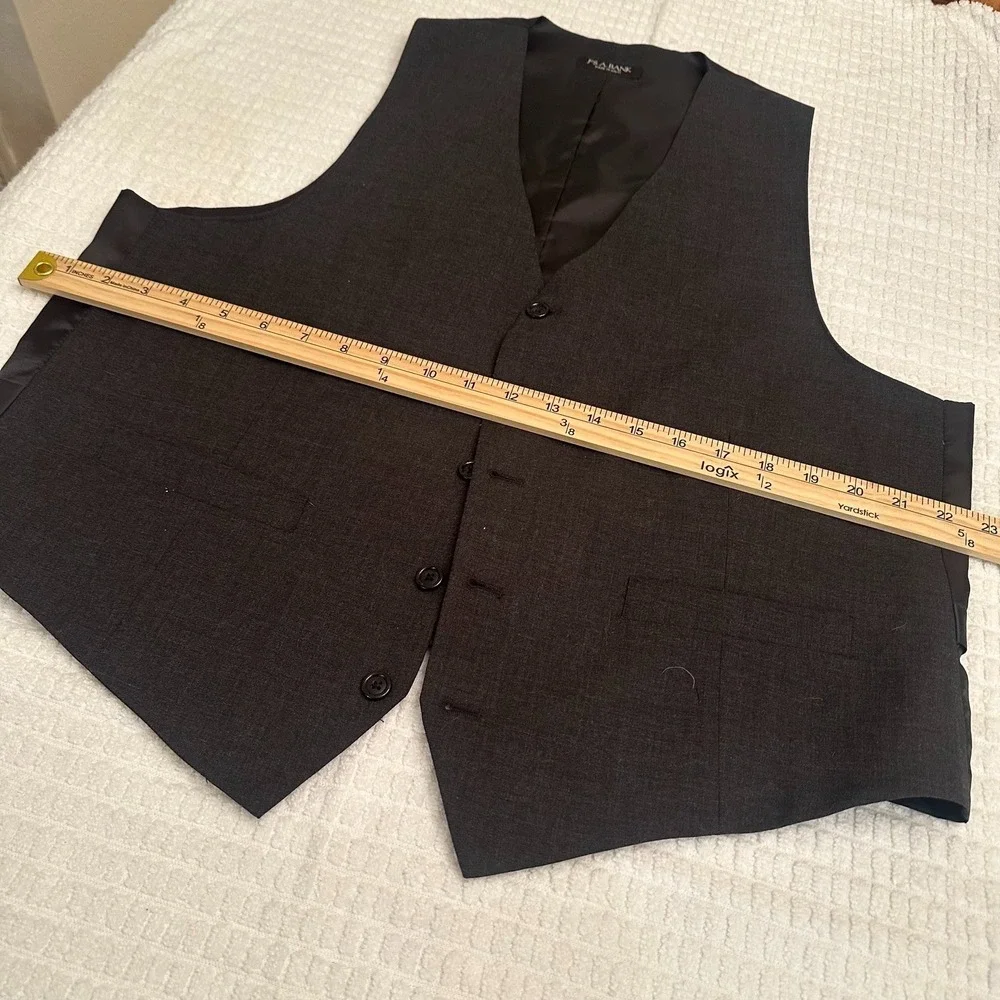 Jos A Bank Suit Vest Mens L Waistcoat Charcoal Gray Formal Wool Peaky Blinders